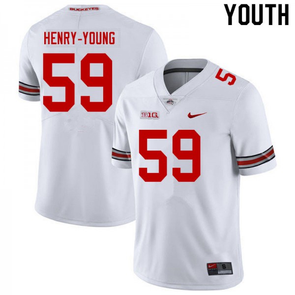 Ohio State Buckeyes #59 Darrion Henry-Young Youth Football Jersey White